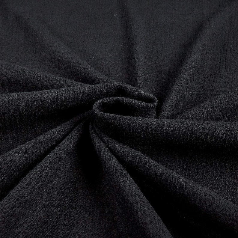 Cotton Gauze Fabric 100% Cotton 48/50" inches Wide Crinkled Lightweight Sold by The Yard. Black