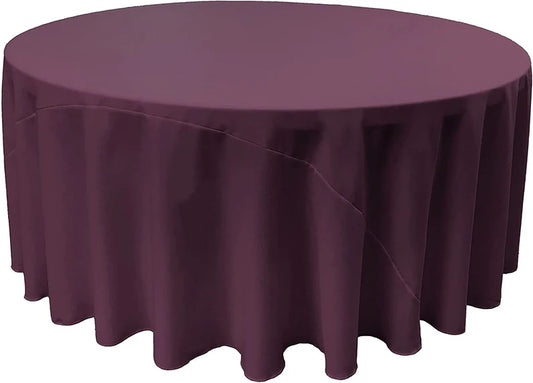 Polyester Poplin Round Tablecloth Eggplant. Choose Size Below