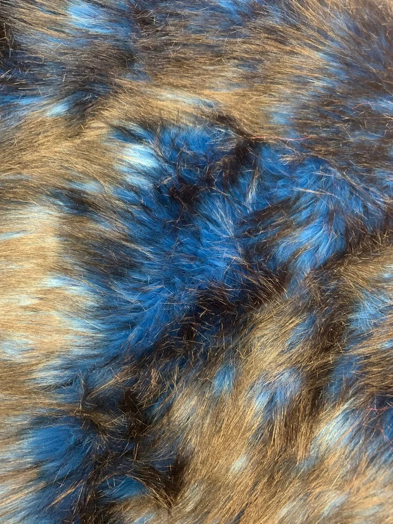Husky Faux Fur Fabric by the Yard_ Shaggy Long Pile Fake Fur Material/ 2  TONE Fur Purple/black 