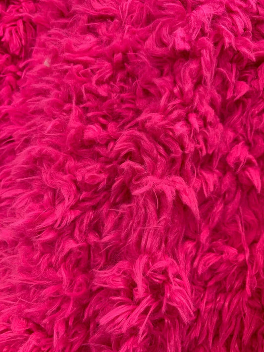 Mongolian Short Pile Soft Faux Fur Fabric Light Fuchsia