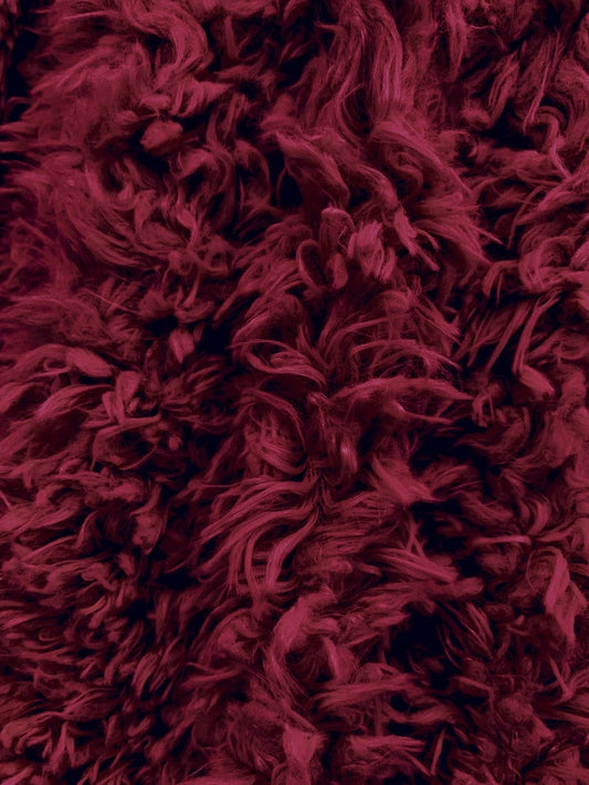 Mongolian Short Pile Soft Faux Fur Fabric Light Burgundy