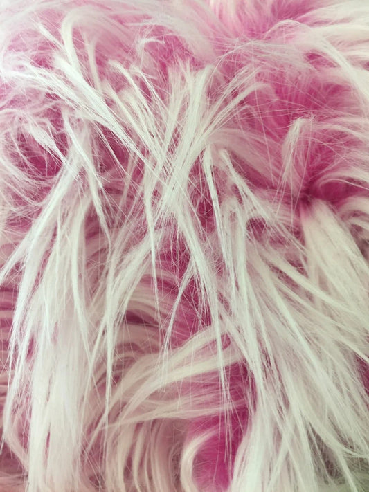 Polar Bear Shaggy Faux Fur Fabric / Fuchsia / Sold By The Yard