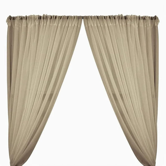 Sheer Voile Chiffon Fabric Draping Panels | Use for Backdrop Curtain 10 Feet Wide ( 2 Panels Champagne ) Choose Size Below