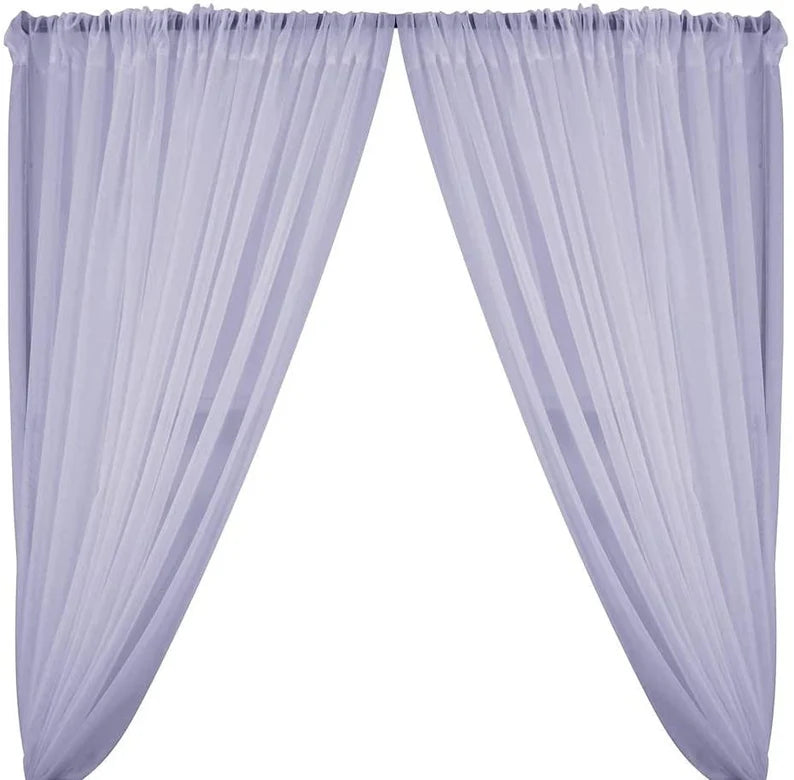 Sheer Voile Chiffon Fabric Draping Panels | Use for Backdrop Curtain 10 Feet Wide ( 2 Panels Lilac ) Choose Size Below