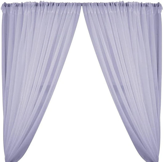 Sheer Voile Chiffon Fabric Draping Panels | Use for Backdrop Curtain 10 Feet Wide ( 2 Panels Lilac ) Choose Size Below