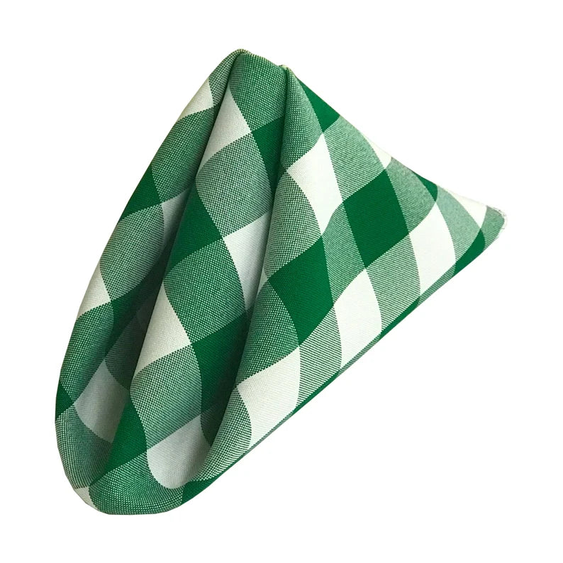 Polyester Poplin Checkered Napkins 18 by 18-Inch, White/Hunter- 6 Pack