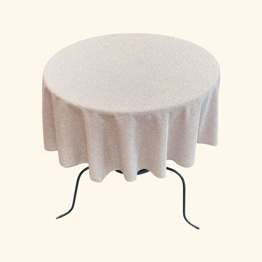 Full Covered Glitter Shimmer Fabric Tablecloth, Good for Small Round Coffee Table Round, Blush