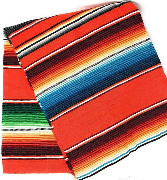 14" Wide by 84" Long - Cinco de Mayo Mexican Serape Cotton Table Runner (Orange)