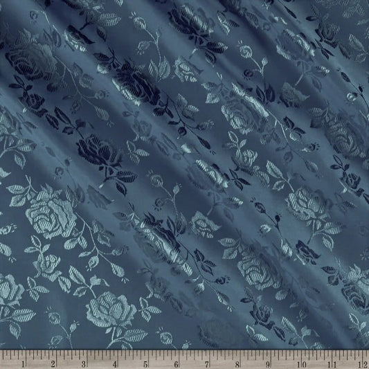 Polyester Flower Brocade Jacquard Satin Fabric, Sold By The Yard. Coppen