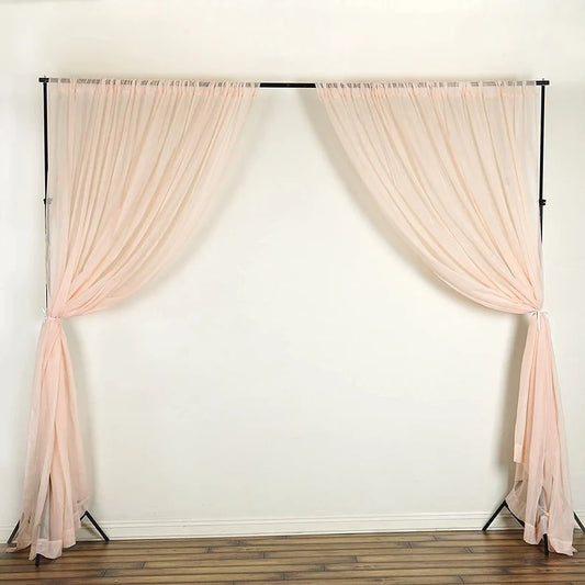 Sheer Voile Chiffon Fabric Draping Panels | Use for Backdrop Curtain 10 Feet Wide ( 2 Panels Blush ) Choose Size Below