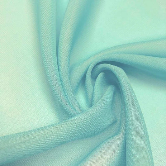 Polyester Soft Light Weight, Sheer, See Through Chiffon Fabric Sold By The Yard. Aqua