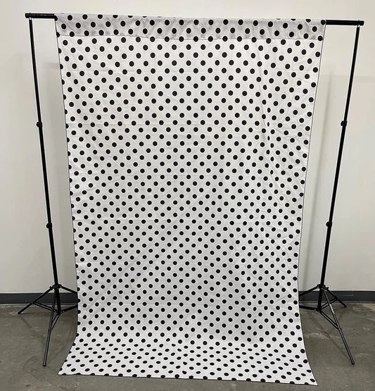 Poly Cotton Polka Dot Decorative Backdrop Drape Curtain Divider, 1 Panel Per Order (Black Dot on White, Choose Color Below