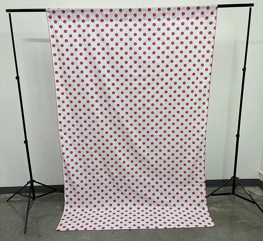 Poly Cotton Polka Dot Decorative Backdrop Drape Curtain Divider, 1 Panel Per Order (Fuchsia Dot on White,, Choose Color Below