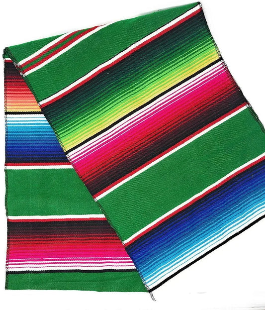 14" Wide by 84" Long - Cinco de Mayo Mexican Serape Cotton Table Runner (Emerald Green)