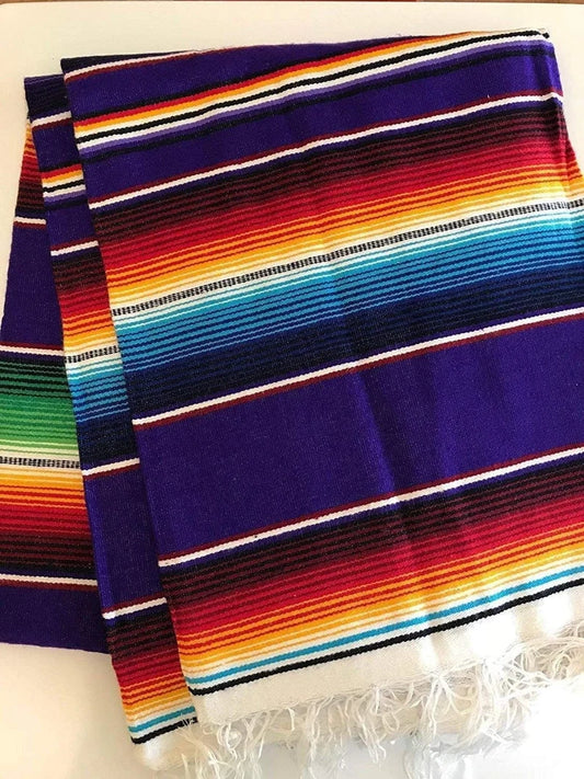 14" Wide by 84" Long - Cinco de Mayo Mexican Serape Cotton Table Runner (Purple)
