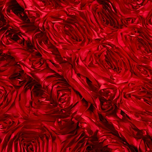 Wedding Rosette Satin Red, Fabric by the Yard