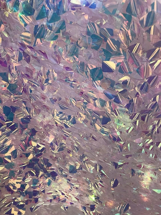 Clear Iridescent Sequins-Dragon Scales Embroider on a Mesh-Sold by the Yard.