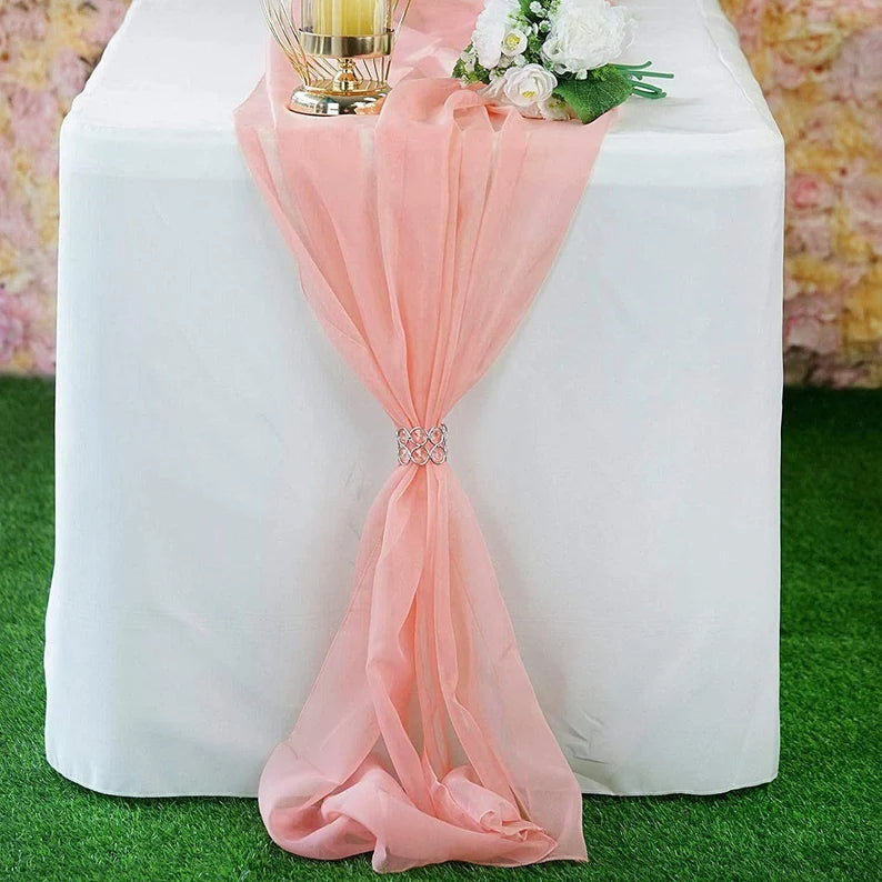 Chiffon Table Runner Extra Long, Wedding Runners, Holiday Table Runners, Long Table Runners, (Blush,