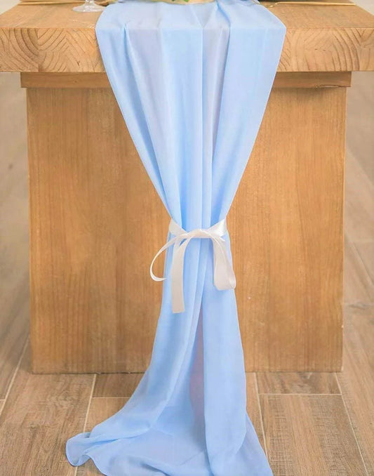 Chiffon Table Runner Extra Long, Wedding Runners, Holiday Table Runners, Long Table Runners, (Light Blue,