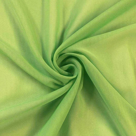Polyester Soft Light Weight, Sheer, See Through Chiffon Fabric Sold By The Yard. Lime Green