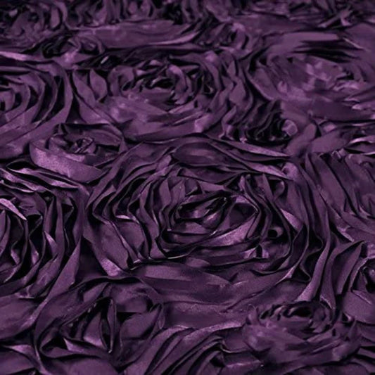 Wedding Rosette Satin Eggplant , Fabric by the Yard
