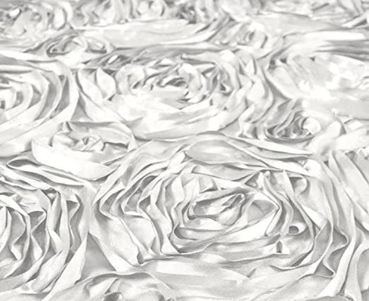 Wedding Rosette Satin White , Fabric by the Yard