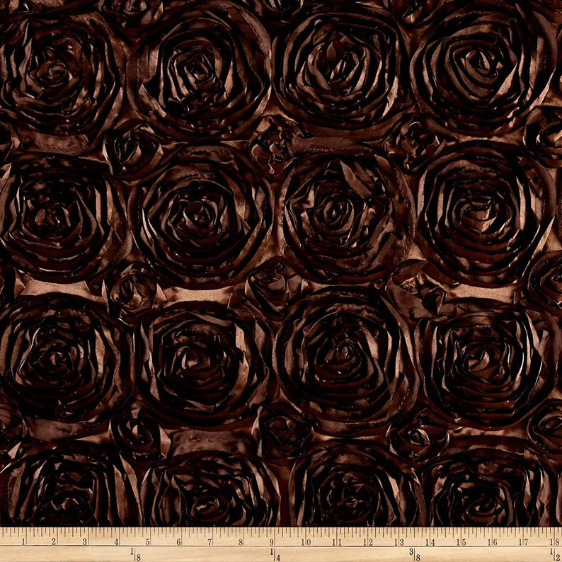 Wedding Rosette Satin Brown , Fabric by the Yard
