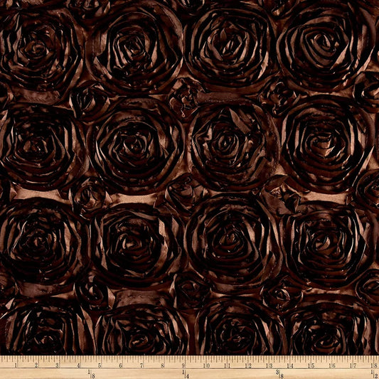 Wedding Rosette Satin Brown , Fabric by the Yard