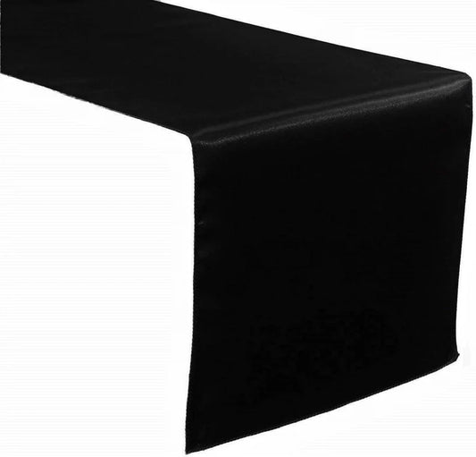 Wedding Banquet Decoration, Bridal Satin Table Runner ( Black , Choose Size Below