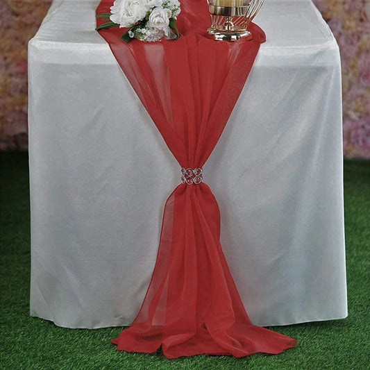 Chiffon Table Runner Extra Long, Wedding Runners, Holiday Table Runners, Long Table Runners, (Cranberry,