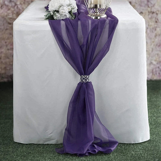 Chiffon Table Runner Extra Long, Wedding Runners, Holiday Table Runners, Long Table Runners, (Eggplant,