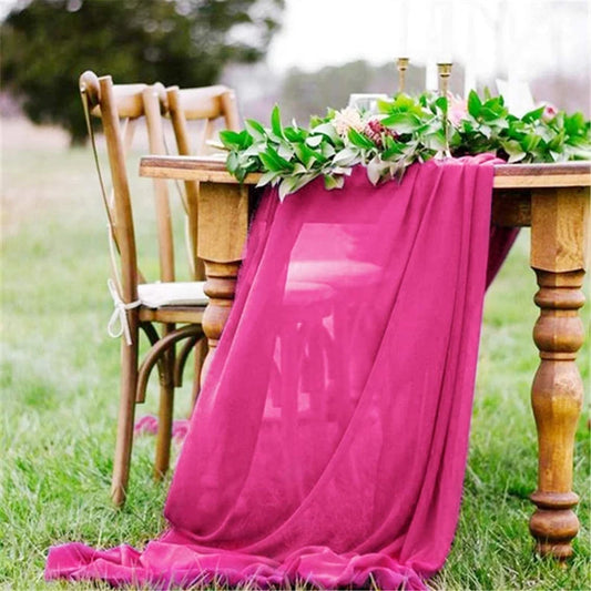 Chiffon Table Runner Extra Long, Wedding Runners, Holiday Table Runners, Long Table Runners, (Fuchsia,
