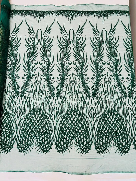 Wings Design Embroider and heavy beading on a mesh lace-sold by the yard. Hunter