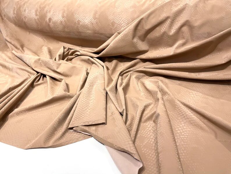 Illusion snake skin print on a stretch spandex-skirts-leggings-dresses-sold by the yard. Skin Nude