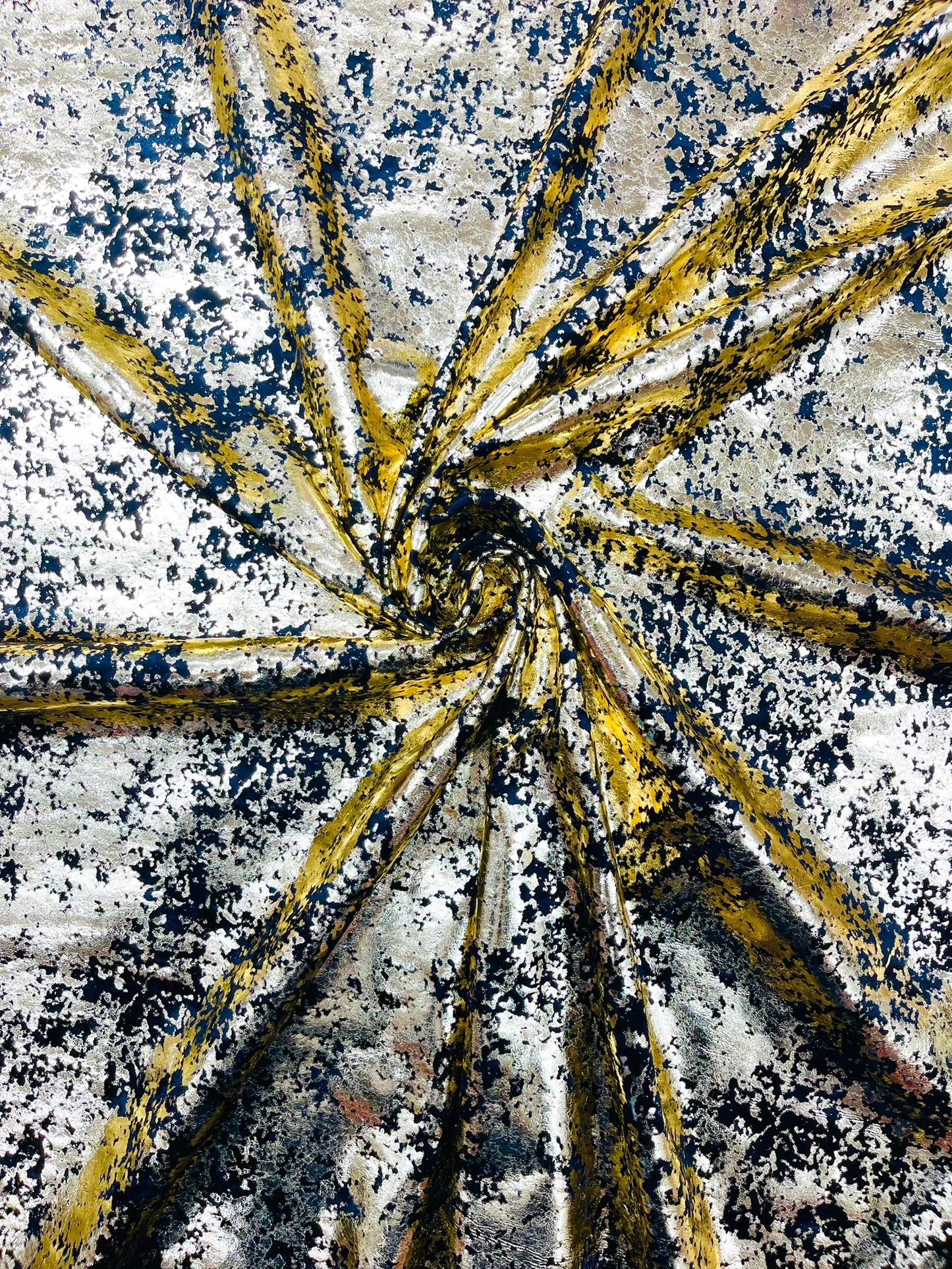 Splatter foil design stretch velvet 4-way stretch | Royalty Fabric