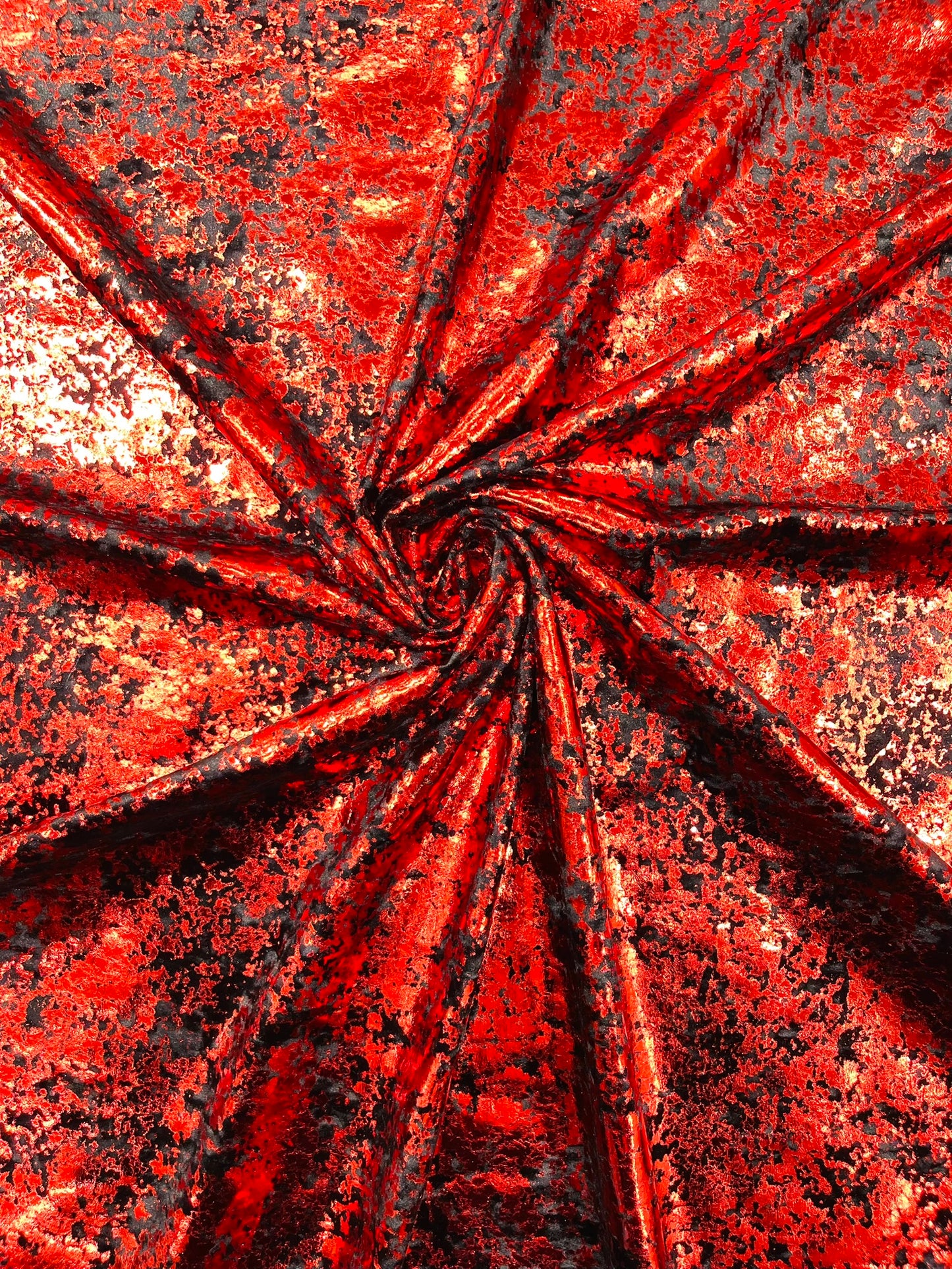 Splatter foil design stretch velvet 4-way stretch | Royalty Fabric