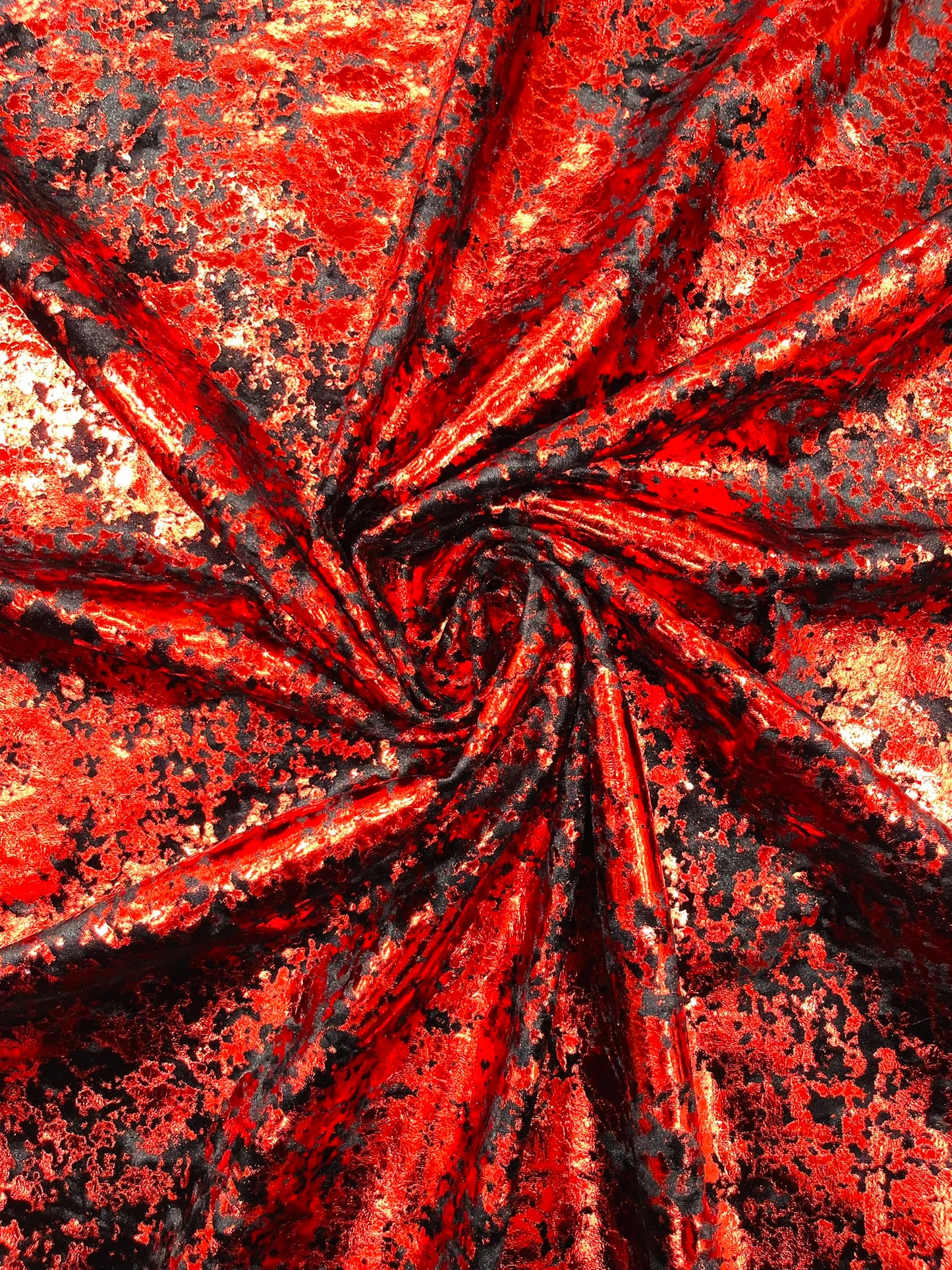 Splatter foil design stretch velvet 4-way stretch | Royalty Fabric