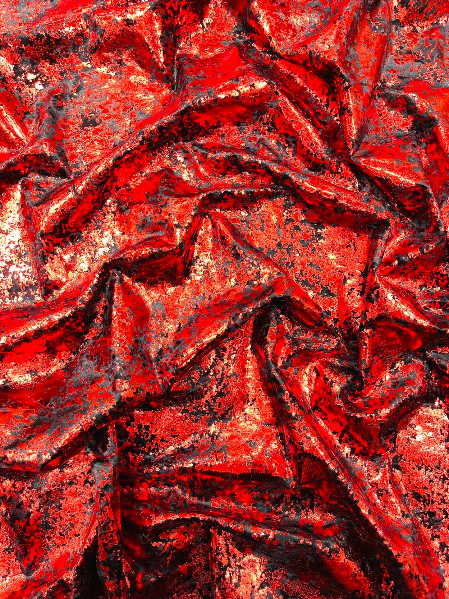 Splatter foil design stretch velvet 4-way stretch | Royalty Fabric