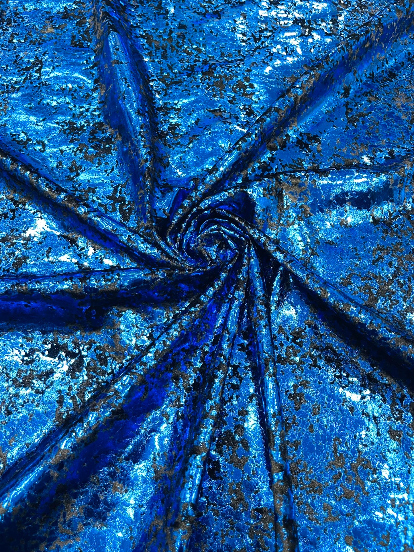 Splatter foil design stretch velvet 4-way stretch | Royalty Fabric