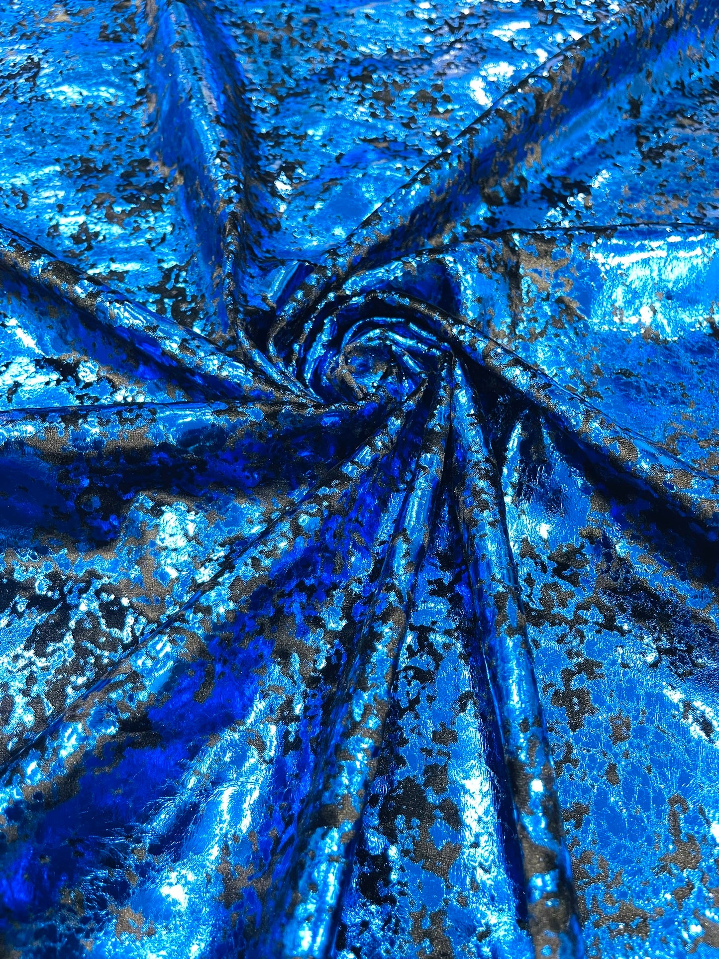 Splatter foil design stretch velvet 4-way stretch | Royalty Fabric