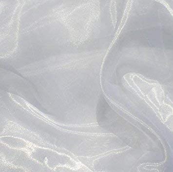 58/60" Wide Polyester Light Weight Sheer Mirror Organza Fabric (White, 1 Yard)