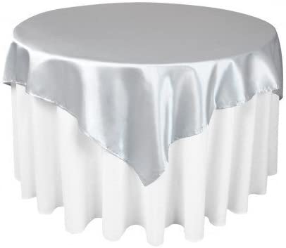 Diamond Polyester Bridal Satin Table Tablecloth Silver