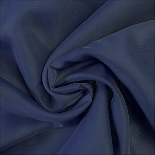 Sheer Voile Chiffon Fabric Draping Panels | Voile Fabric - 120" Wide | Use for Backdrop Curtain 10 Feet Wide. (Navy Blue, By The Yard Folded)