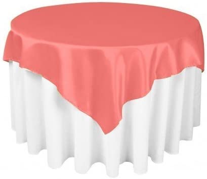 Diamond Polyester Bridal Satin Table Tablecloth Coral