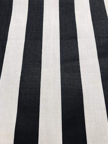 60" Wide by 1" Stripe Poly Cotton Fabric (White & Black, by The Yard)