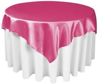 Diamond Polyester Bridal Satin Table Tablecloth Hot Pink