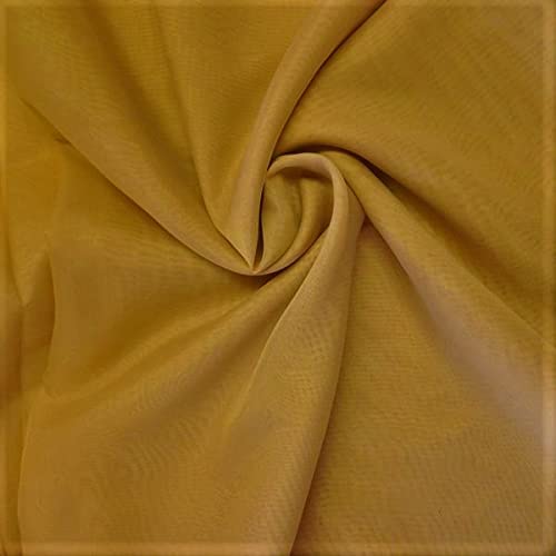 Sheer Voile Chiffon Fabric Draping Panels | Voile Fabric - 120" Wide | Use for Backdrop Curtain 10 Feet Wide. (Dark Gold, By The Yard Folded)