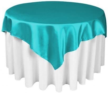 Diamond Polyester Bridal Satin Table Tablecloth Turquoise