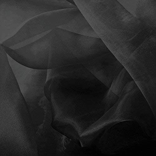 60" Wide Polyester Light Weight Crystal Organza Fabric (Black, 1 Yard)