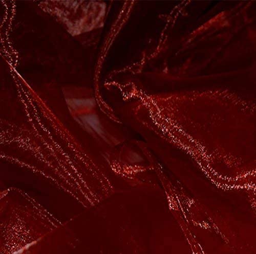 58/60" Wide Polyester Light Weight Sheer Mirror Organza Fabric (Burgundy 628, 1 Yard)